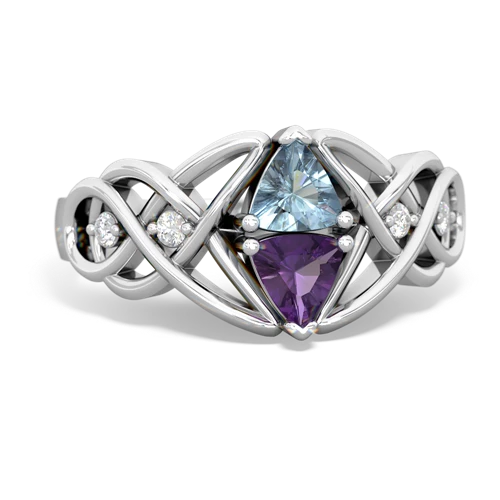 aquamarine-amethyst celtic knot ring