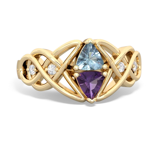 aquamarine-amethyst celtic knot ring