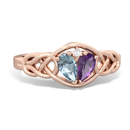 aquamarine-amethyst celtic knot ring