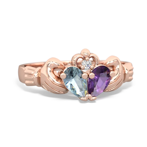 aquamarine-amethyst claddagh ring