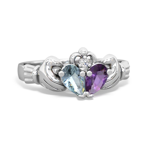 aquamarine-amethyst claddagh ring