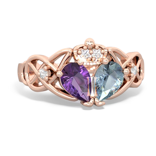 aquamarine-amethyst claddagh ring