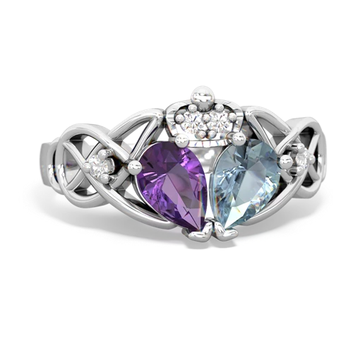 aquamarine-amethyst claddagh ring