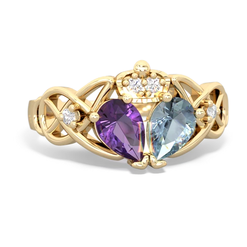 aquamarine-amethyst claddagh ring