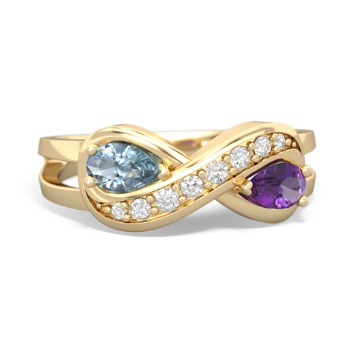 Aquamarine Genuine Aquamarine with Genuine Amethyst Diamond Infinity ring Ring