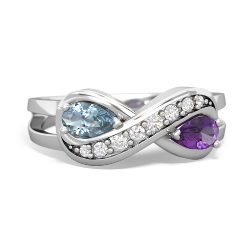aquamarine-amethyst diamond infinity ring