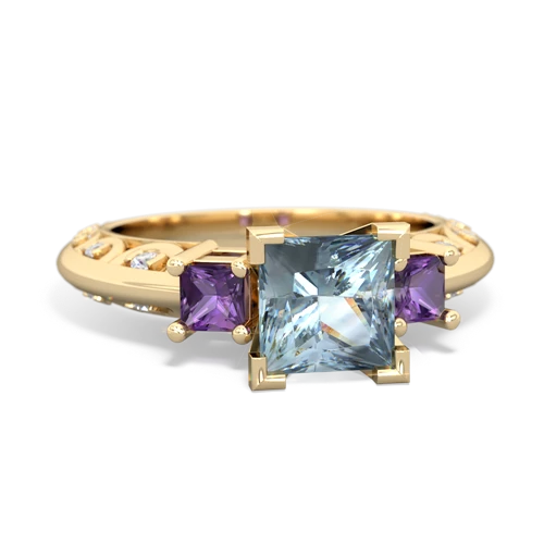 Aquamarine Genuine Aquamarine with Genuine Amethyst and  Art Deco ring Ring