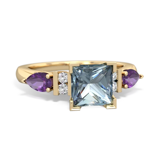Aquamarine Genuine Aquamarine with Genuine Amethyst and Lab Created Ruby Engagement ring Ring