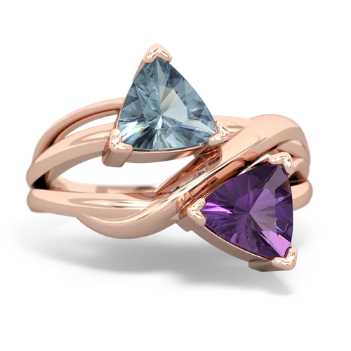 aquamarine-amethyst filligree ring