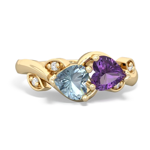 Aquamarine Genuine Aquamarine with Genuine Amethyst Floral Elegance ring Ring