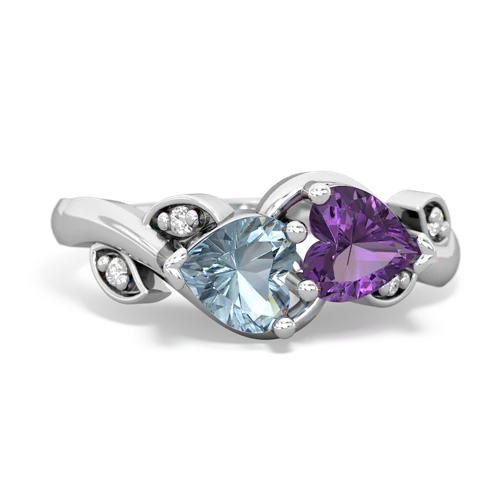 aquamarine-amethyst floral keepsake ring