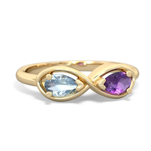 Aquamarine Genuine Aquamarine with Genuine Amethyst Infinity ring Ring