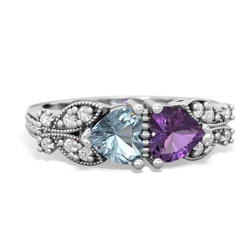 aquamarine-amethyst keepsake butterfly ring