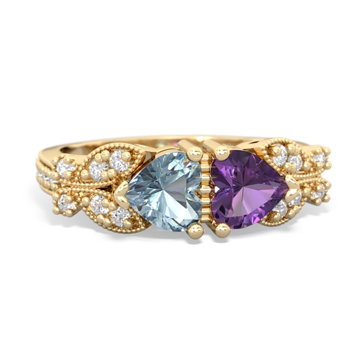 aquamarine-amethyst keepsake butterfly ring