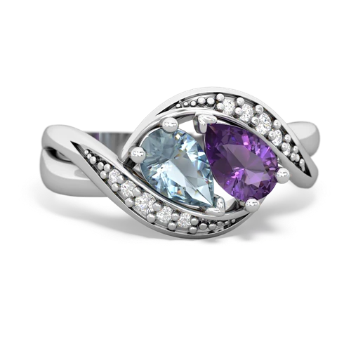 aquamarine-amethyst keepsake curls ring