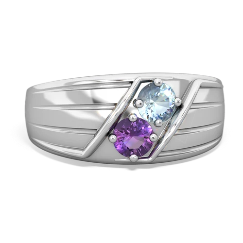 aquamarine-amethyst mens ring