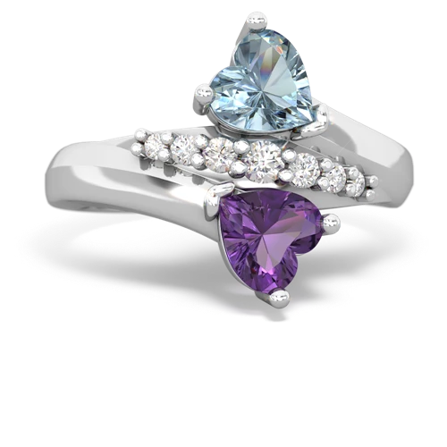 aquamarine-amethyst modern ring