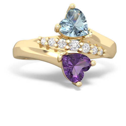 aquamarine-amethyst modern ring