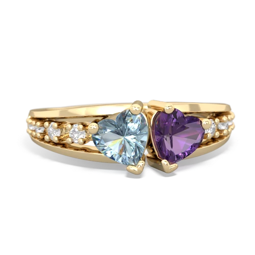 aquamarine-amethyst modern ring