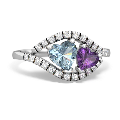 aquamarine-amethyst mother child ring