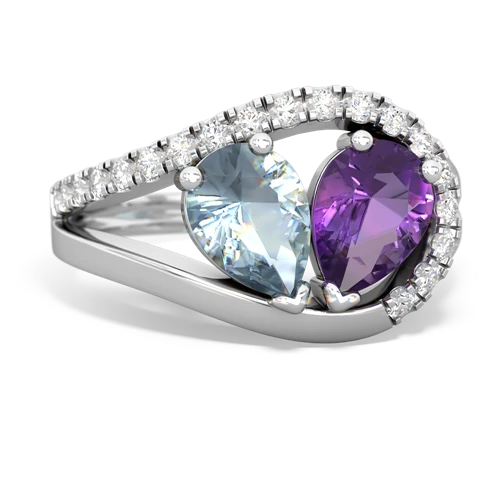 aquamarine-amethyst pave heart ring