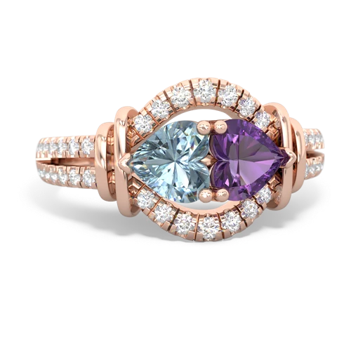 aquamarine-amethyst pave keepsake ring