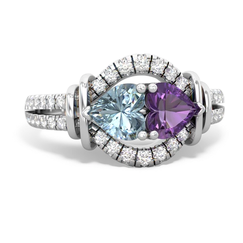 aquamarine-amethyst pave keepsake ring