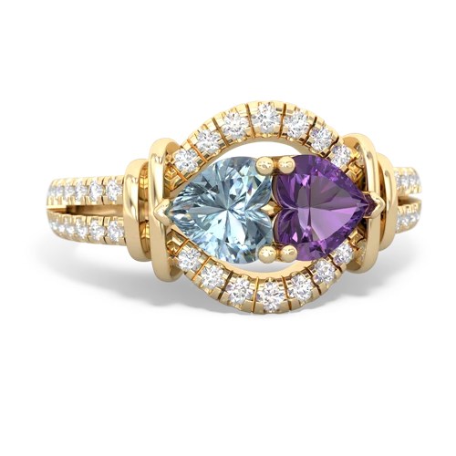 aquamarine-amethyst pave keepsake ring