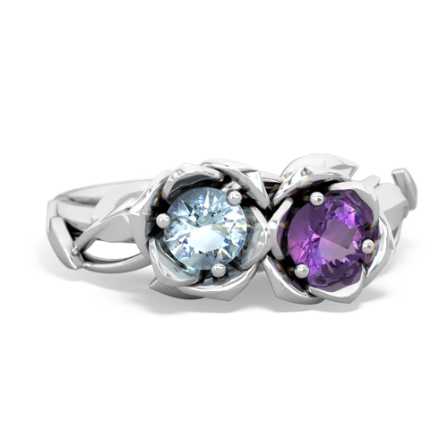 aquamarine-amethyst roses ring