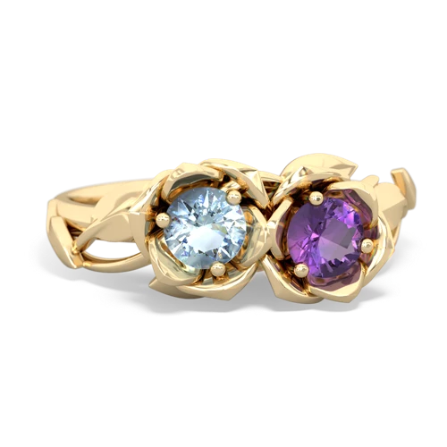 aquamarine-amethyst roses ring