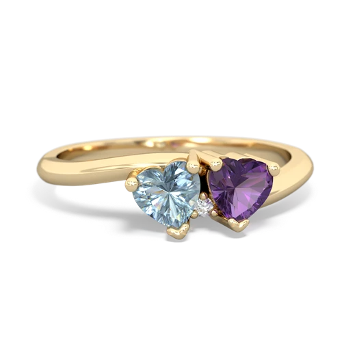 Aquamarine Genuine Aquamarine with Genuine Amethyst Sweetheart's Promise ring Ring