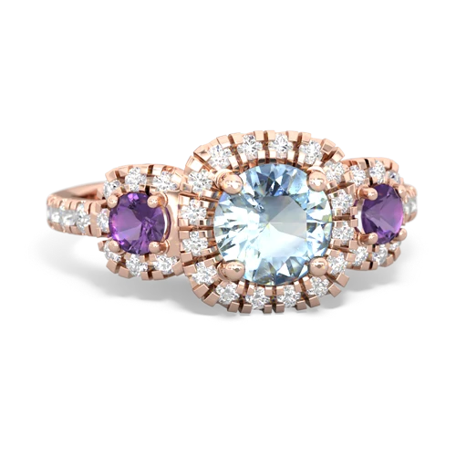 aquamarine-amethyst three stone regal ring