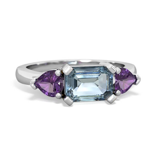Aquamarine Genuine Aquamarine with Genuine Amethyst and Genuine Opal Three Stone ring Ring