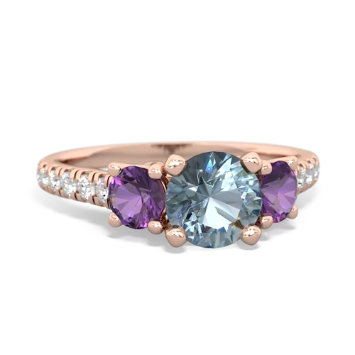 aquamarine-amethyst trellis pave ring