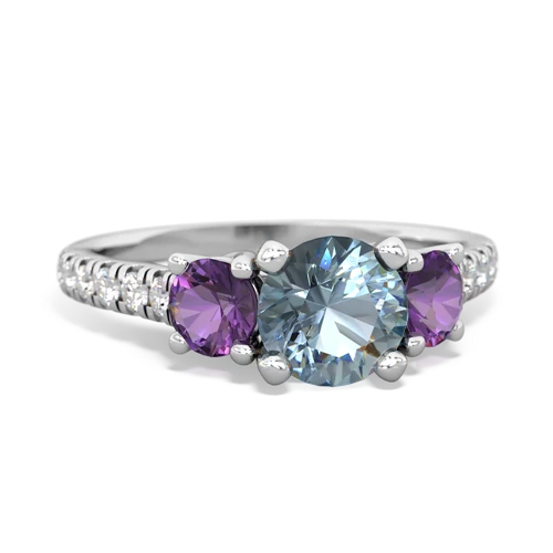 aquamarine-amethyst trellis pave ring