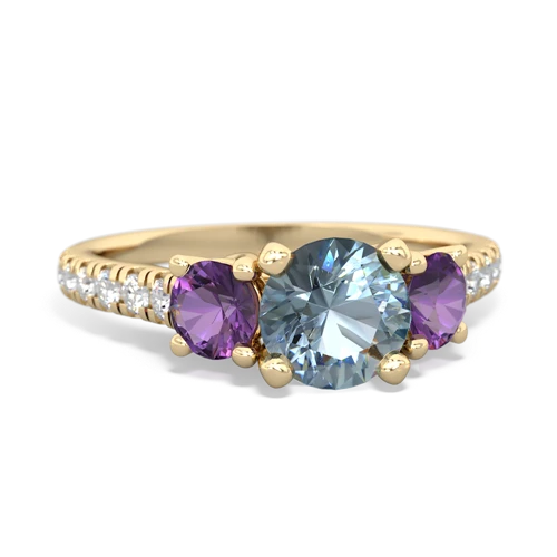 aquamarine-amethyst trellis pave ring