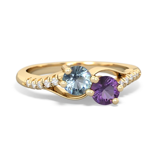 Aquamarine Genuine Aquamarine with Genuine Amethyst Two Stone Infinity ring Ring