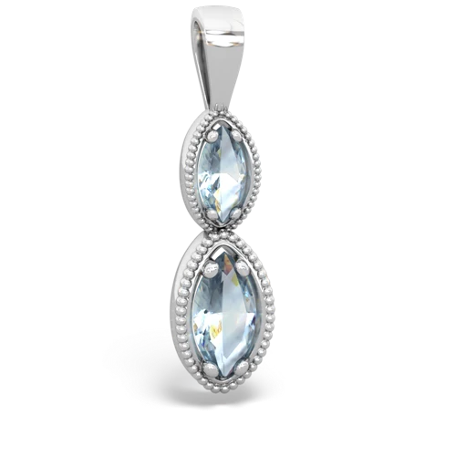 aquamarine-aquamarine antique milgrain pendant