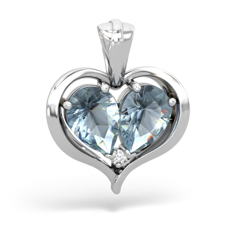 aquamarine-aquamarine half heart whole pendant