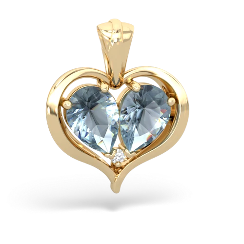 aquamarine-aquamarine half heart whole pendant