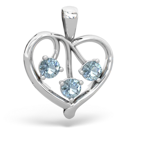 Aquamarine Genuine Aquamarine with Genuine Aquamarine and Genuine Ruby Glowing Heart pendant Pendant