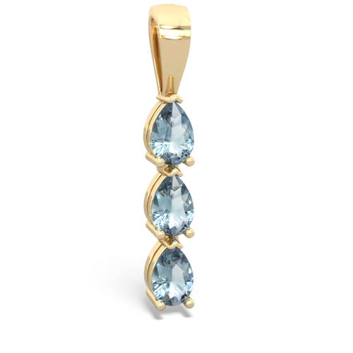 lab sapphire-aquamarine three stone pendant