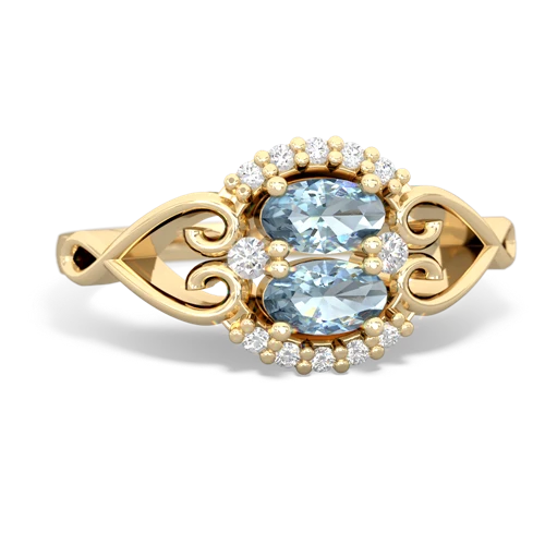 aquamarine-aquamarine antique keepsake ring