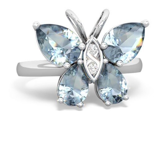 aquamarine-aquamarine butterfly ring