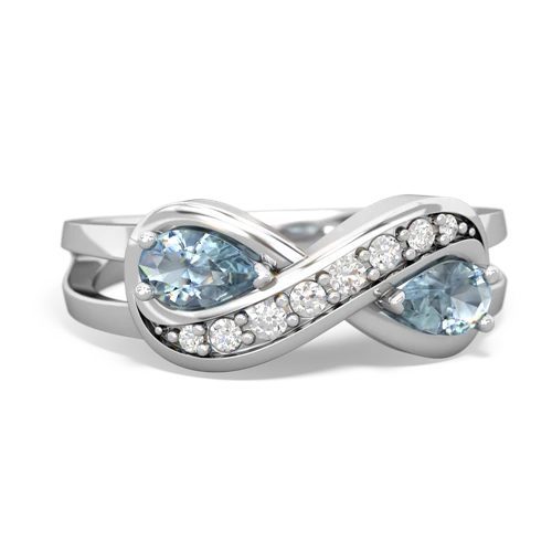 aquamarine-aquamarine diamond infinity ring
