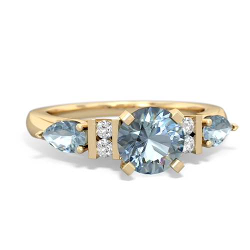 Aquamarine Genuine Aquamarine with Genuine Aquamarine and Genuine Pink Tourmaline Engagement ring Ring