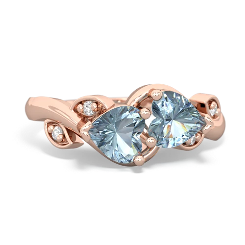 aquamarine-aquamarine floral keepsake ring