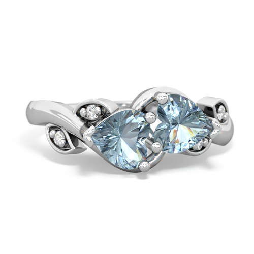 aquamarine-aquamarine floral keepsake ring