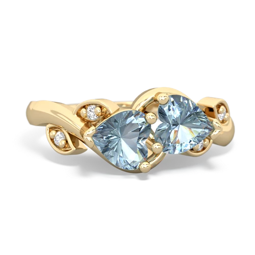 aquamarine-aquamarine floral keepsake ring