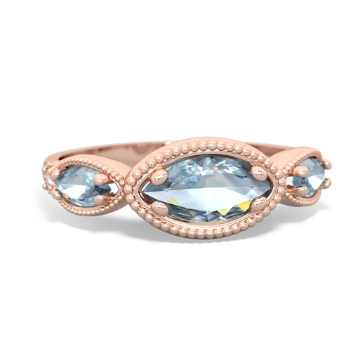 lab sapphire-aquamarine milgrain marquise ring